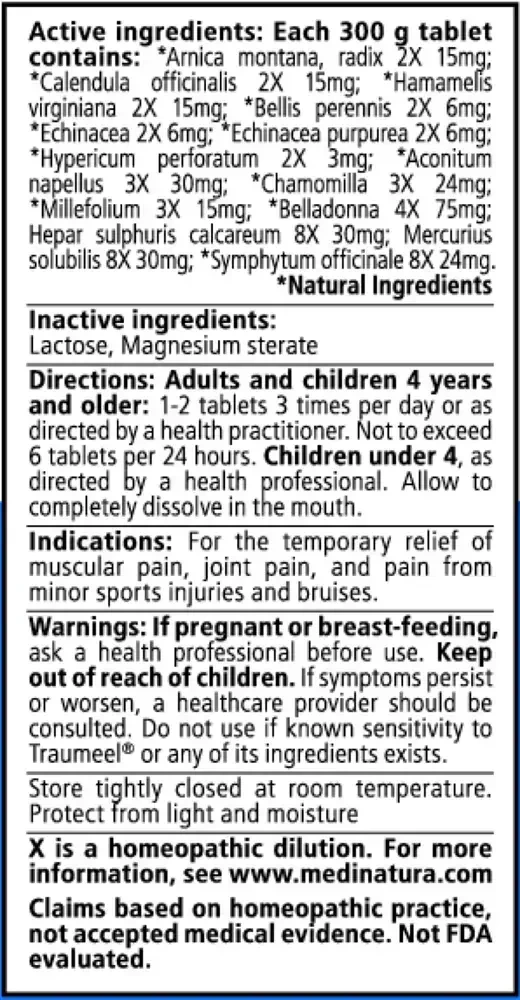 Product image for Traumeel Tablets.