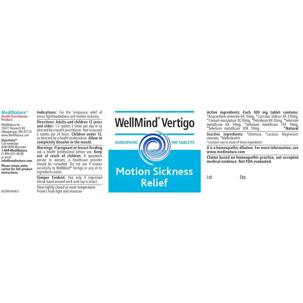 Product image for WellMind Vertigo Tablets.