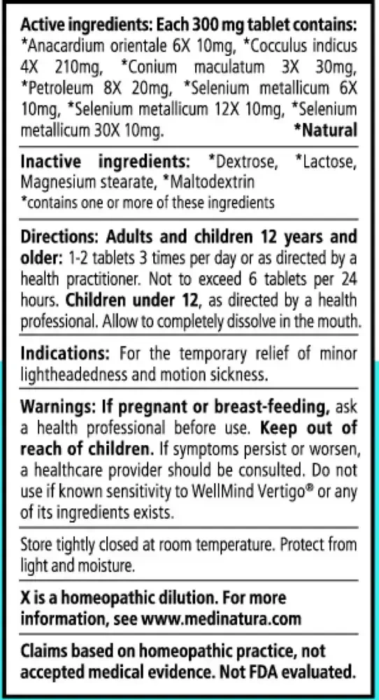 Product image for WellMind Vertigo Tablets.
