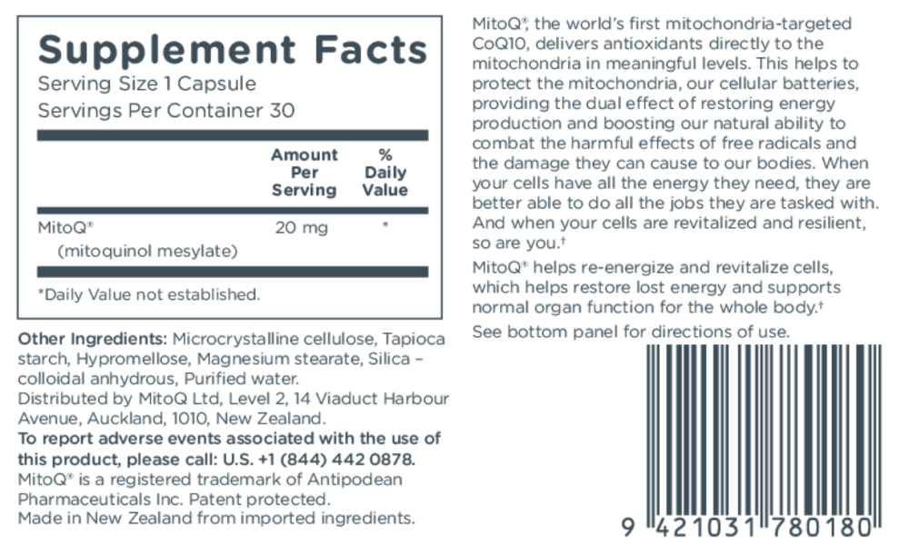 Product image for MitoQ 20mg.