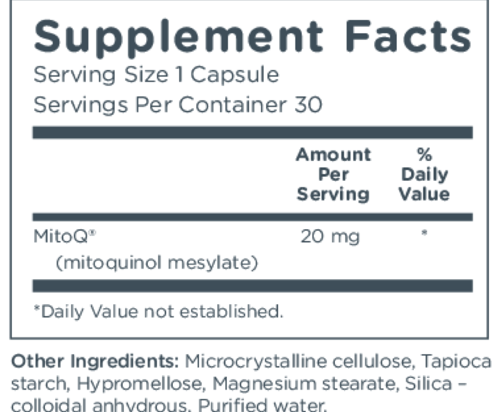 Product image for MitoQ 20mg.