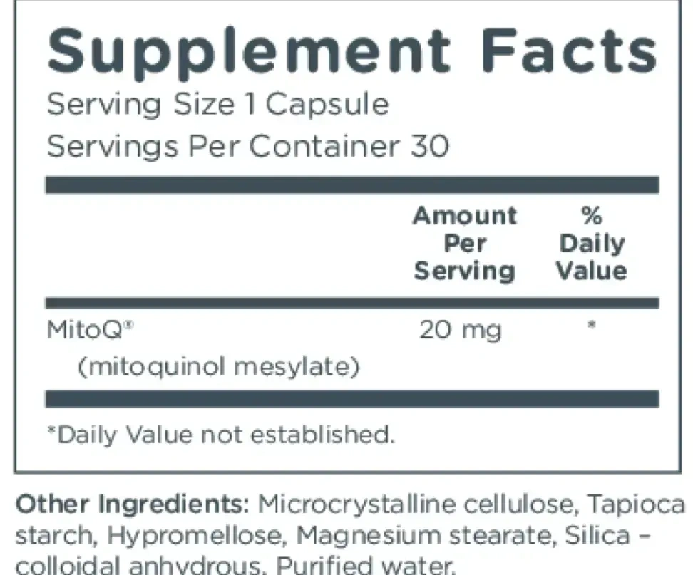 Product image for MitoQ 20mg.