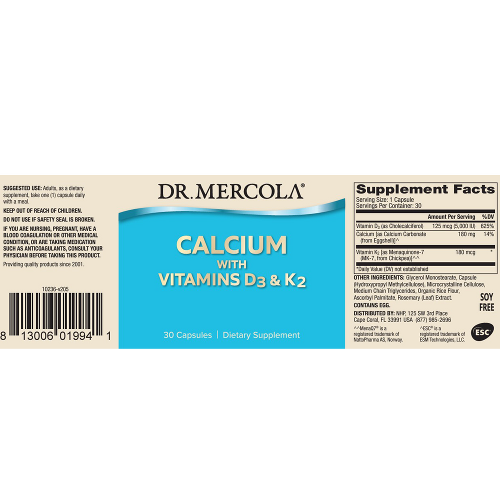 Product image for Calcium with Vitamins D3 and K2.