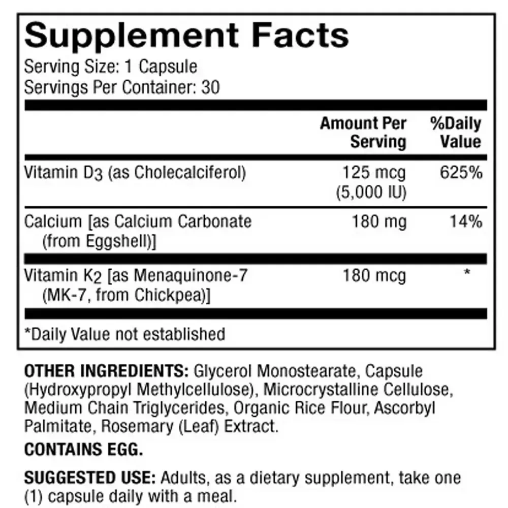 Product image for Calcium with Vitamins D3 and K2.