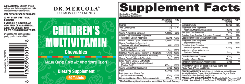 Product image for Childrens Chewable Multivitamins.