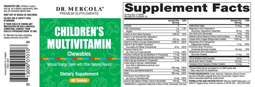 Product image for Childrens Chewable Multivitamins.