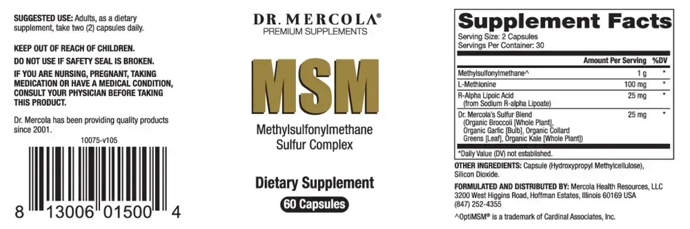 Product image for MSM with Organic Sulfer Complex.