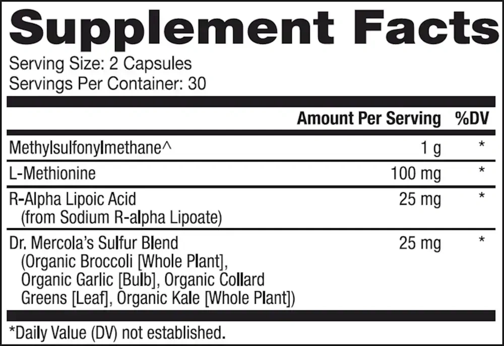 Product image for MSM with Organic Sulfer Complex.