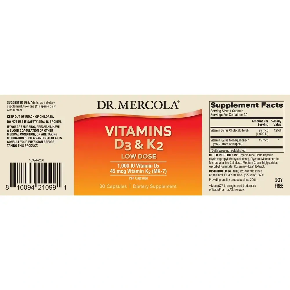 Product image for Vitamins D3 and K2.