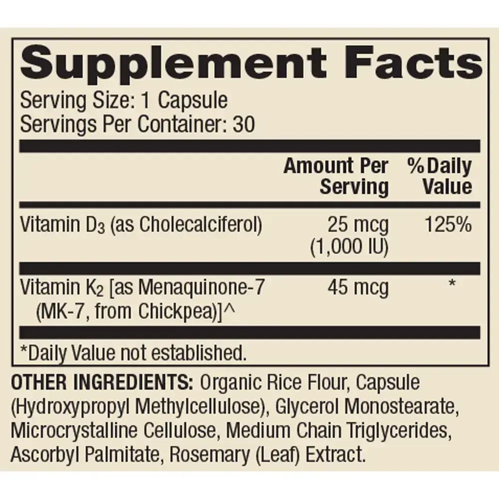 Product image for Vitamins D3 and K2.