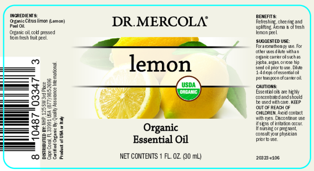 Product image for Organic Lemon Essential Oil.