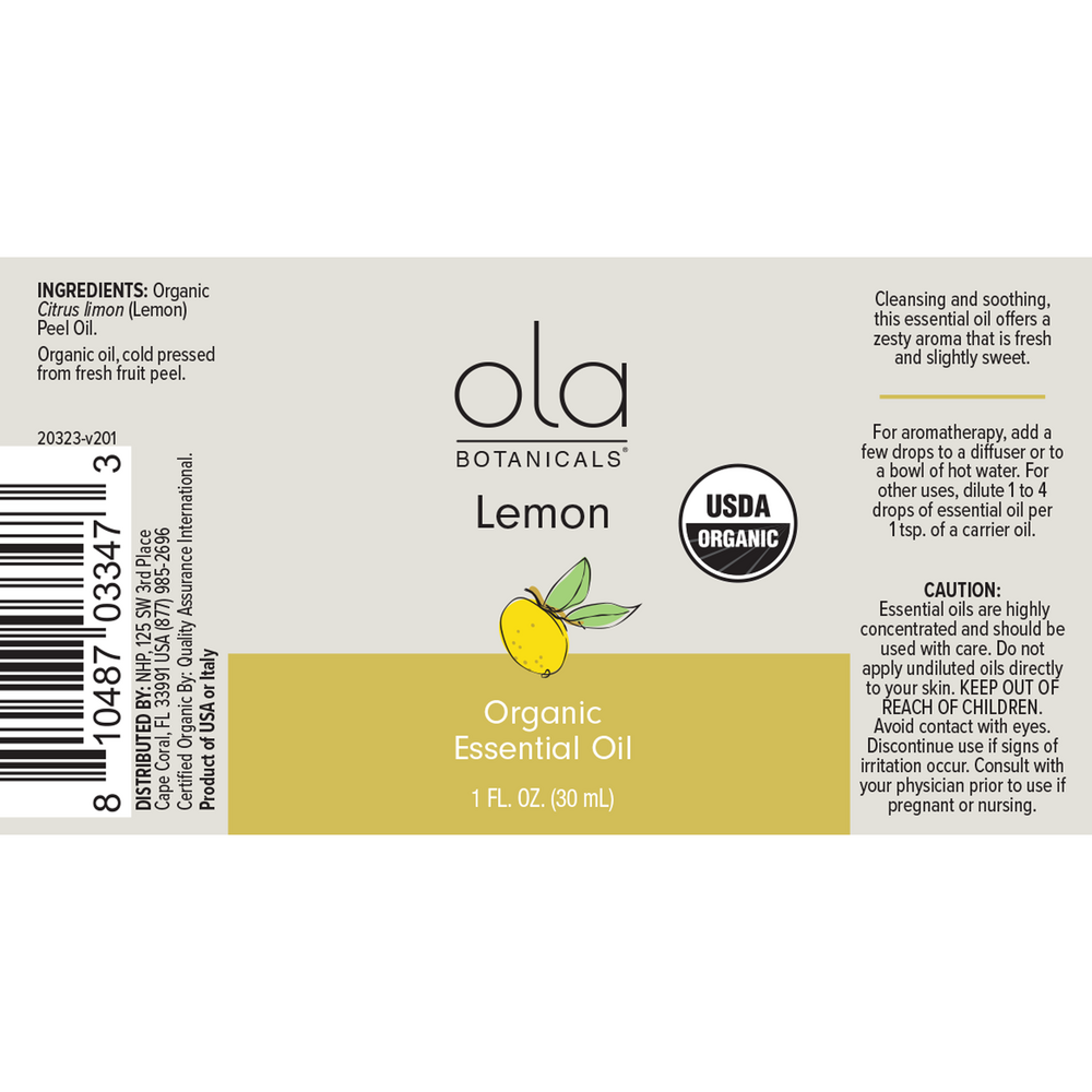 Product image for Organic Lemon Essential Oil.