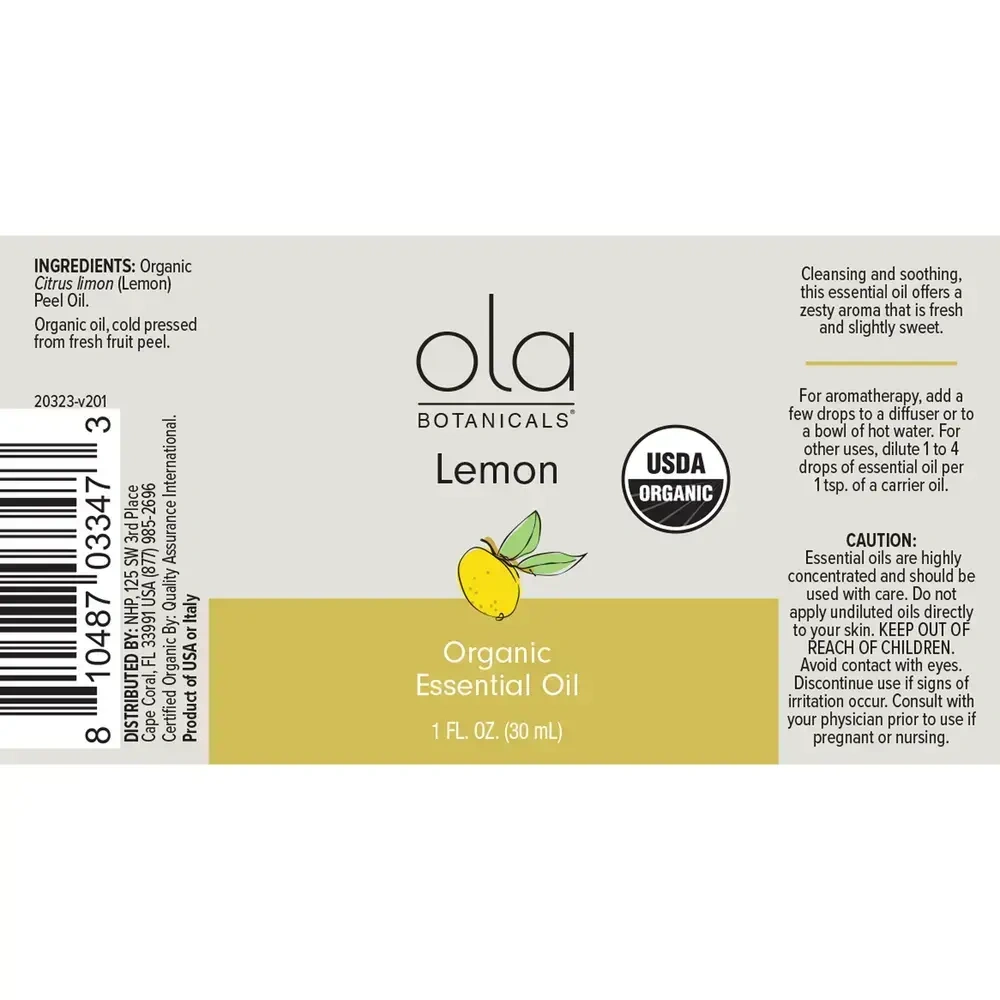 Product image for Organic Lemon Essential Oil.