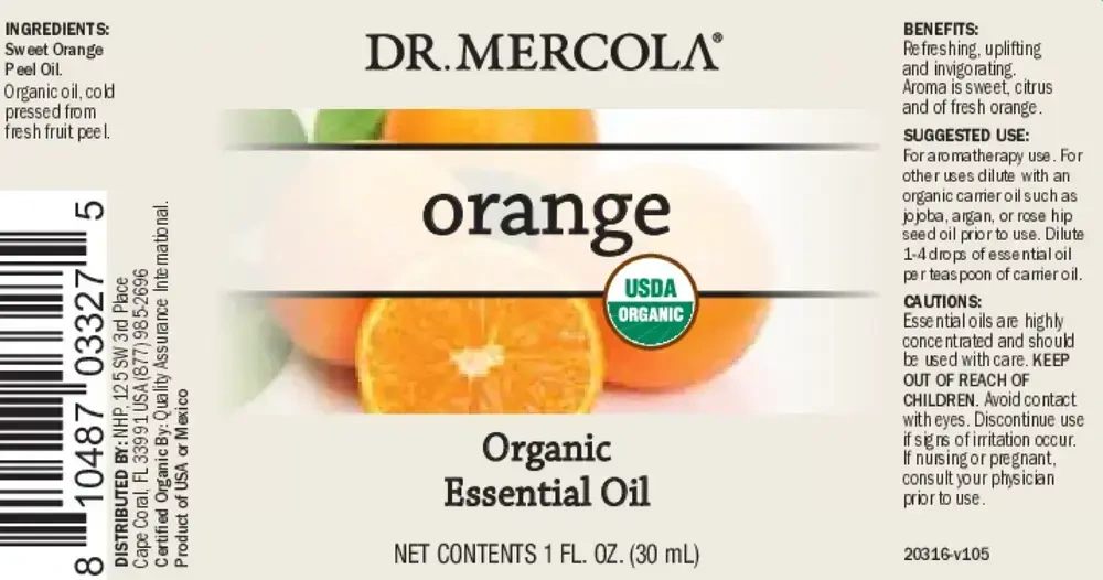 Product image for Organic Orange Essential Oil.