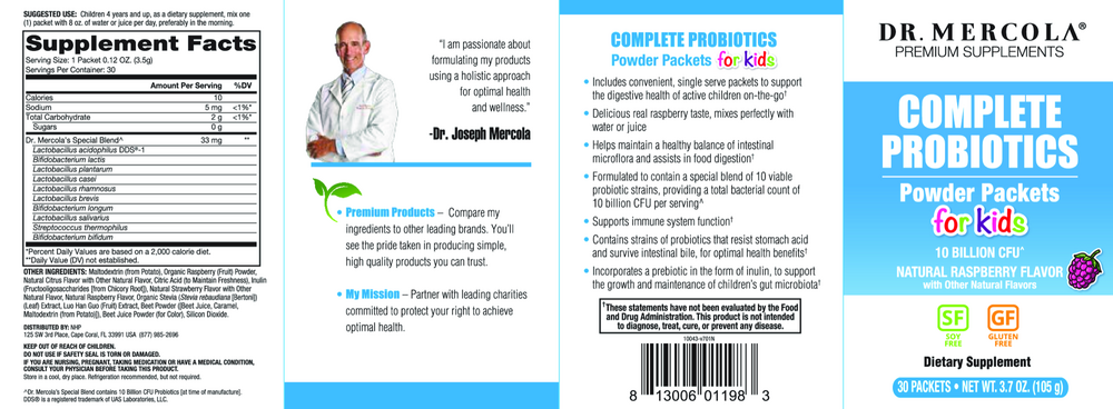Product image for Complete Probiotics Powder Packets for Kids.