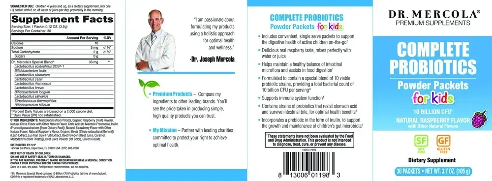 Product image for Complete Probiotics Powder Packets for Kids.