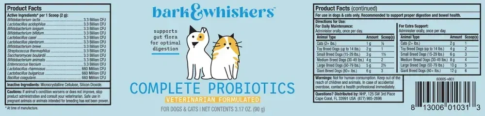 Product image for Bark &amp; Whiskers® Complete Probiotics for Dogs and Cats.