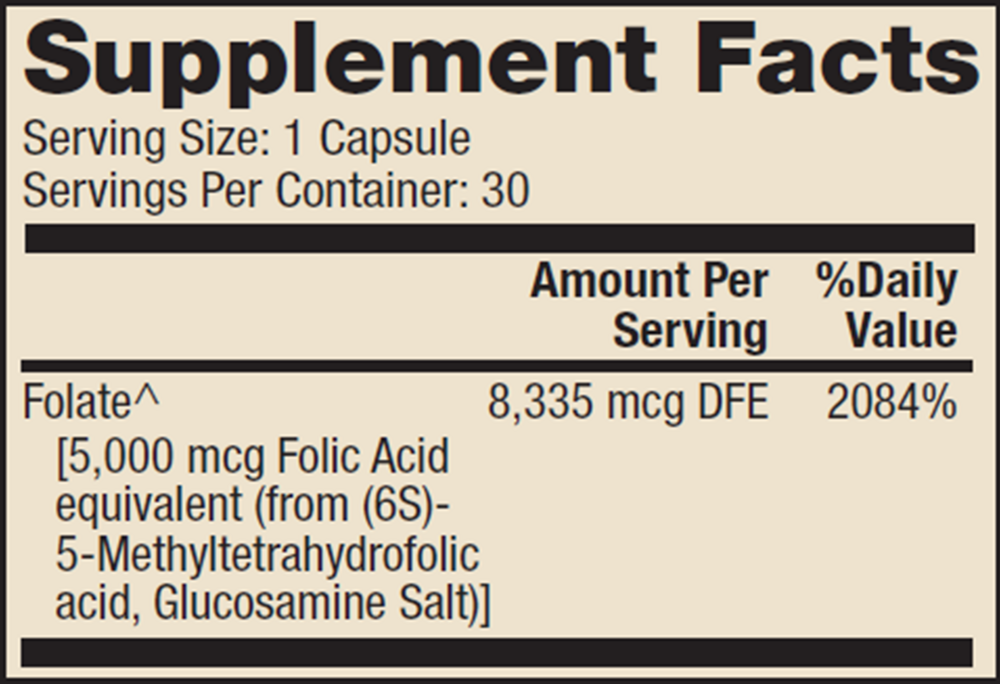 Product image for Methyl Folate 5mg.