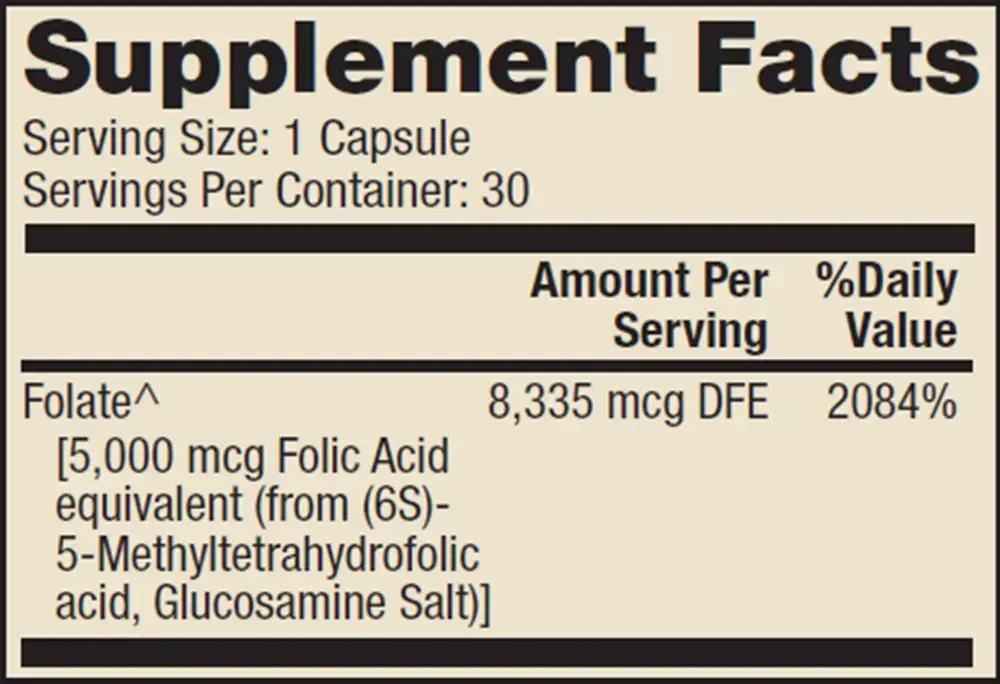 Product image for Methyl Folate 5mg.