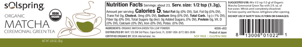 Product image for Solspring® Organic Matcha Ceremonial Green Tea.