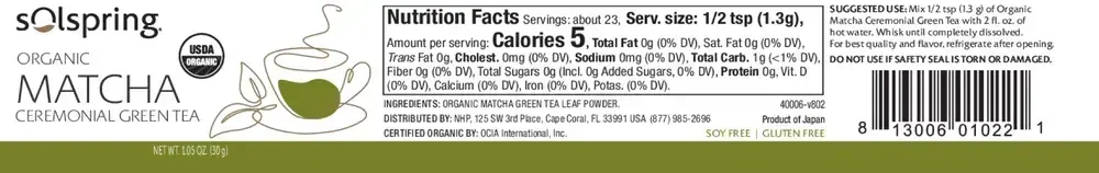 Product image for Solspring® Organic Matcha Ceremonial Green Tea.
