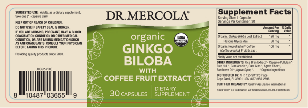 Product image for Organic Ginkgo Biloba.