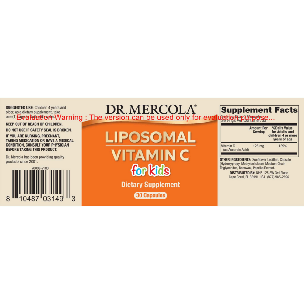 Product image for Liposomal Vitamin C for Kids.
