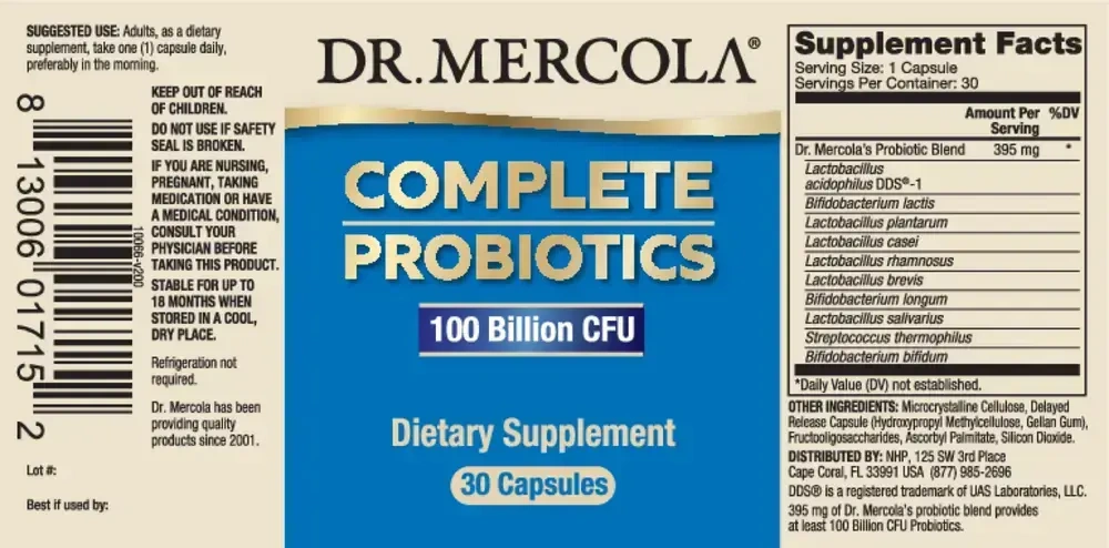 Product image for Complete Probiotics 100 Bill CFU.