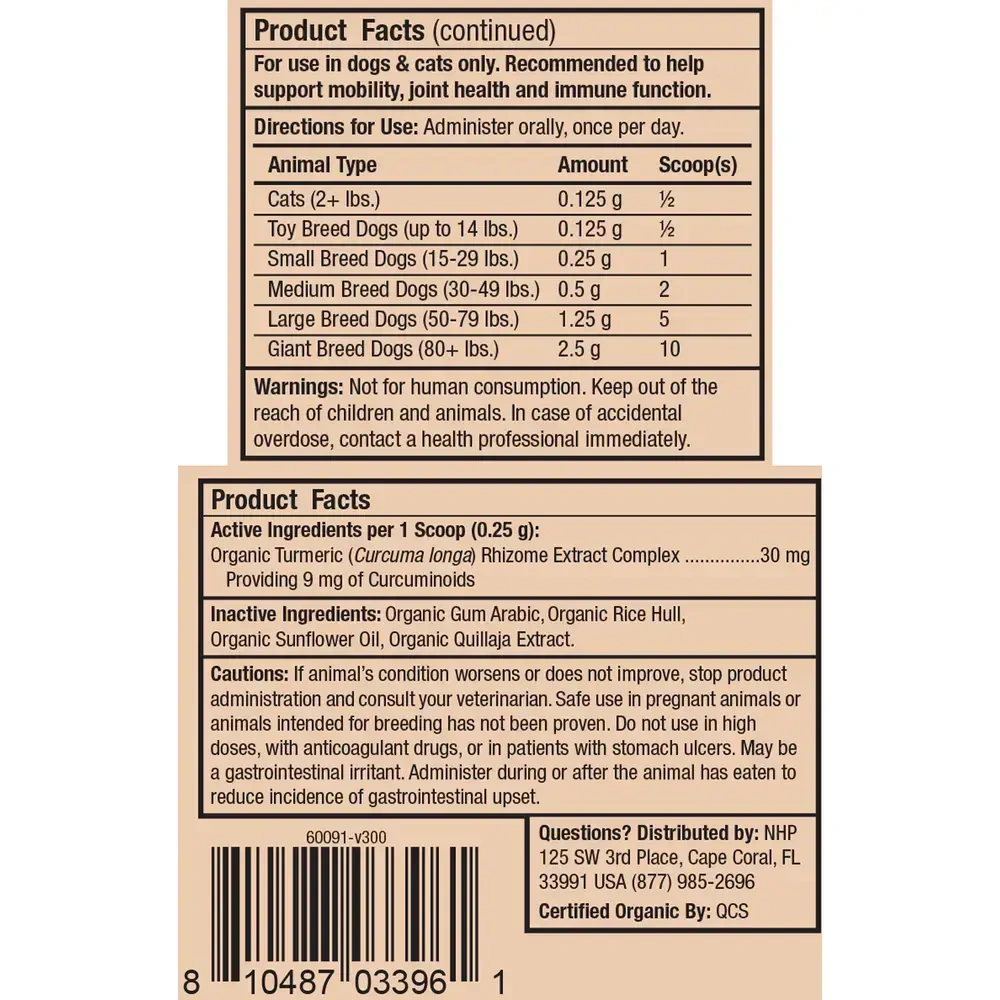 Product image for Organic Curcumin for Dogs &amp; Cats.