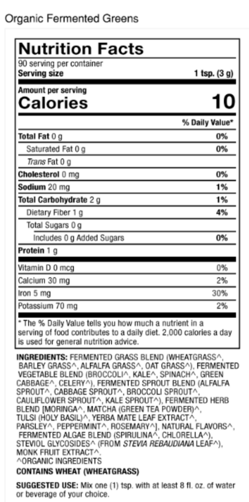 Product image for Organic Fermented Greens.
