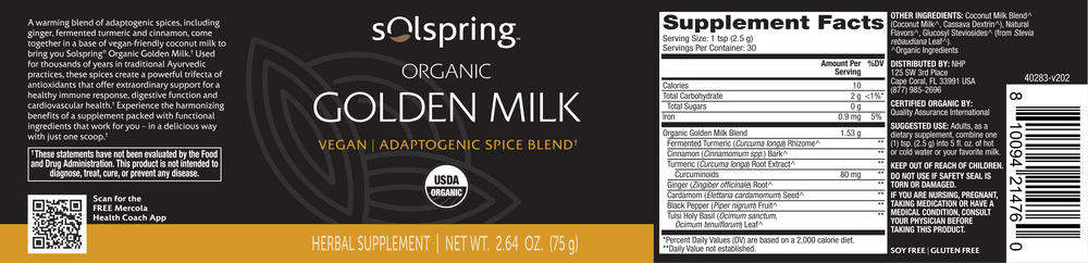 Product image for Solspring Organic Golden Milk.