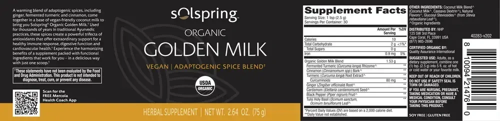 Product image for Solspring Organic Golden Milk.