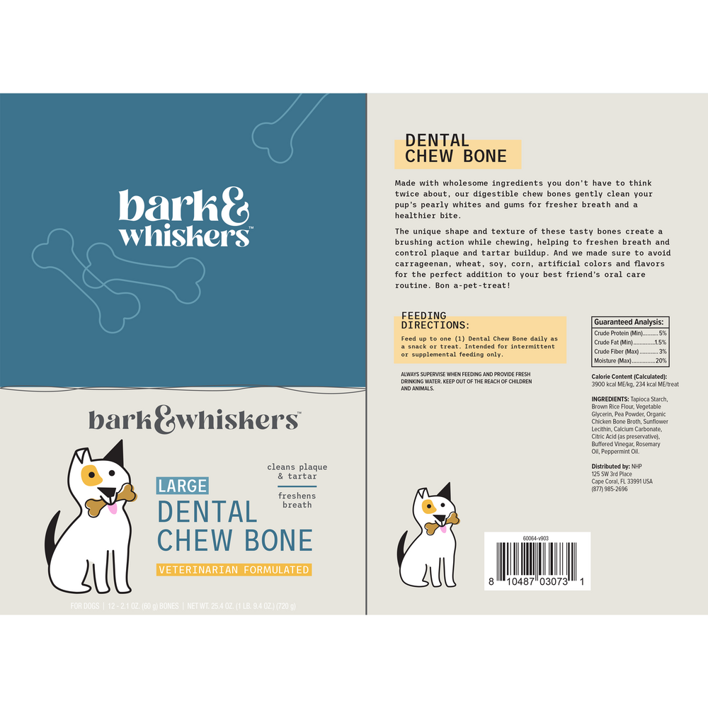 Product image for Dog Dental Chew Bones Large.