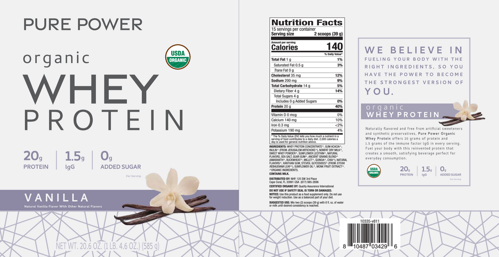 Product image for Organic Whey Protein - Vanilla.