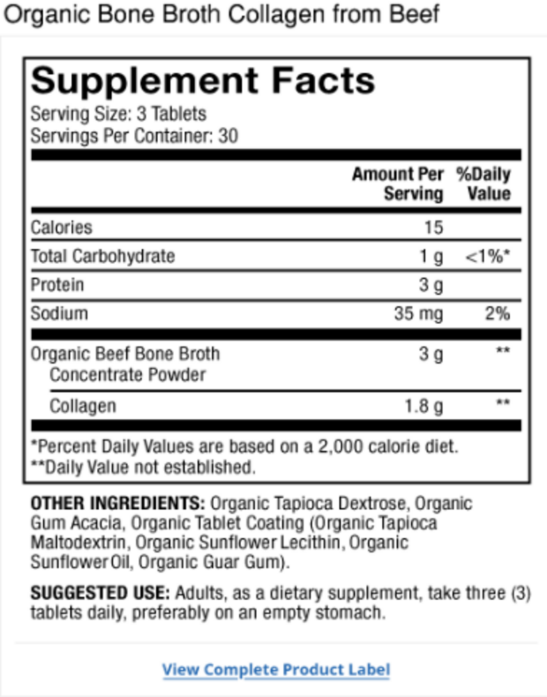 Product image for Collagen Organic Beef Broth.