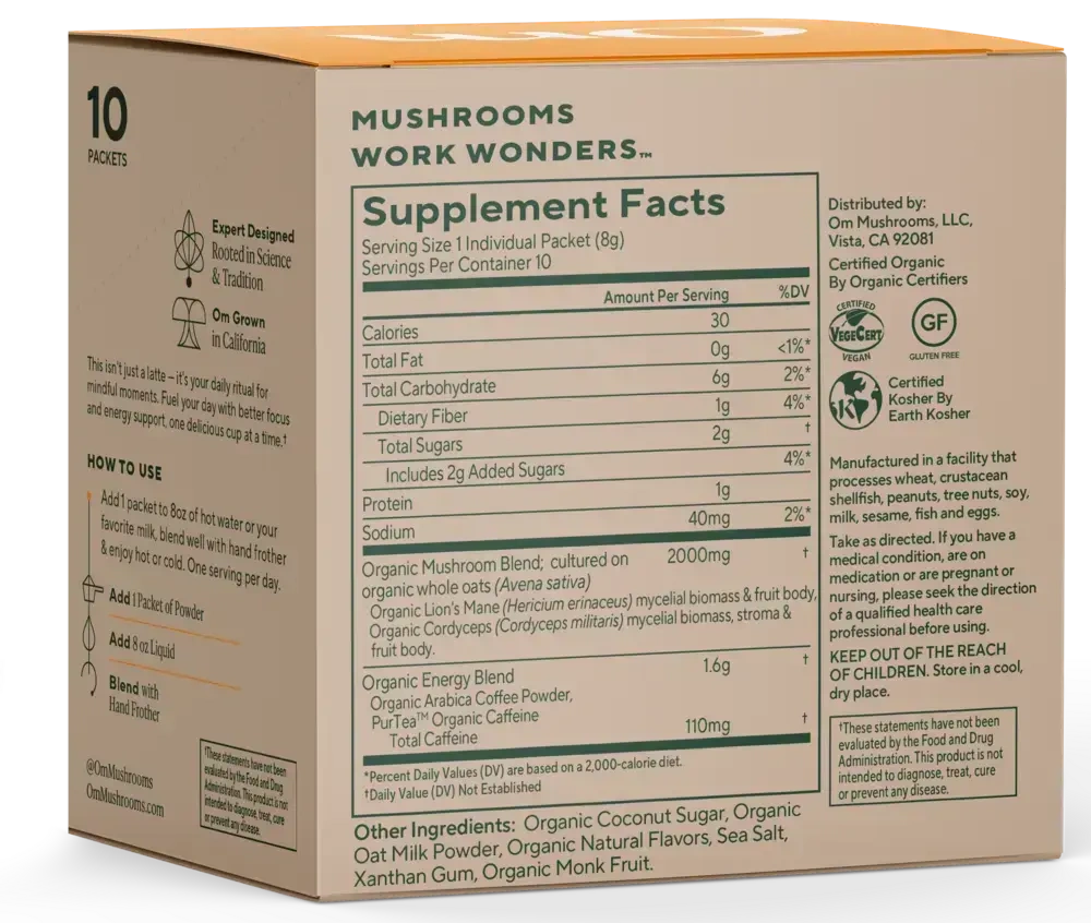 Product image for Mushroom Powered Coffee Latte.