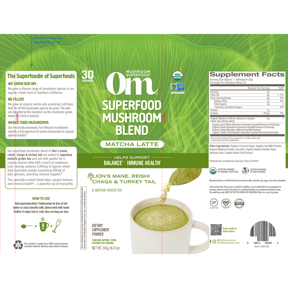 Product image for Superfood Mushroom Blend, Matcha Latte.