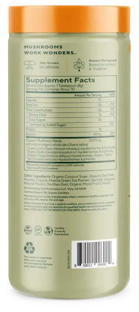 Product image for Superfood Mushroom Blend, Matcha Latte.