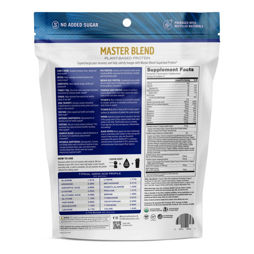 Product image for Mushroom Master Blend Vanilla Protein.