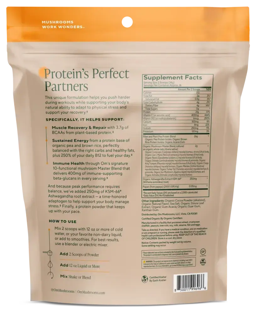Product image for Mushroom Master Blend Chocolate Protein.