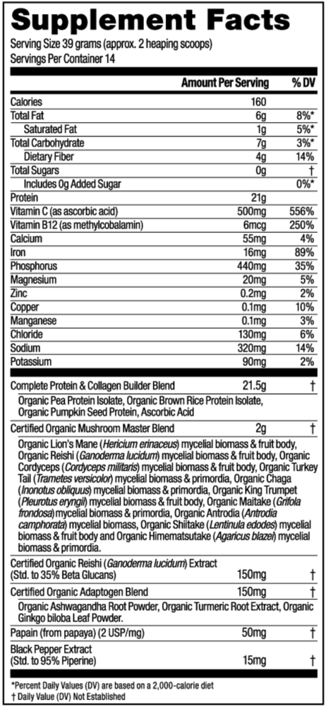 Product image for Mushroom Master Blend Chocolate Protein.