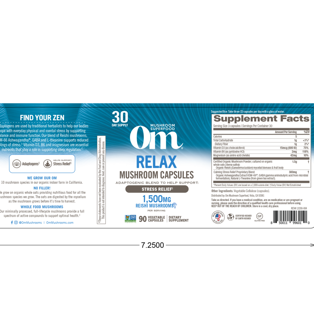 Product image for Relax Mushroom Capsules.