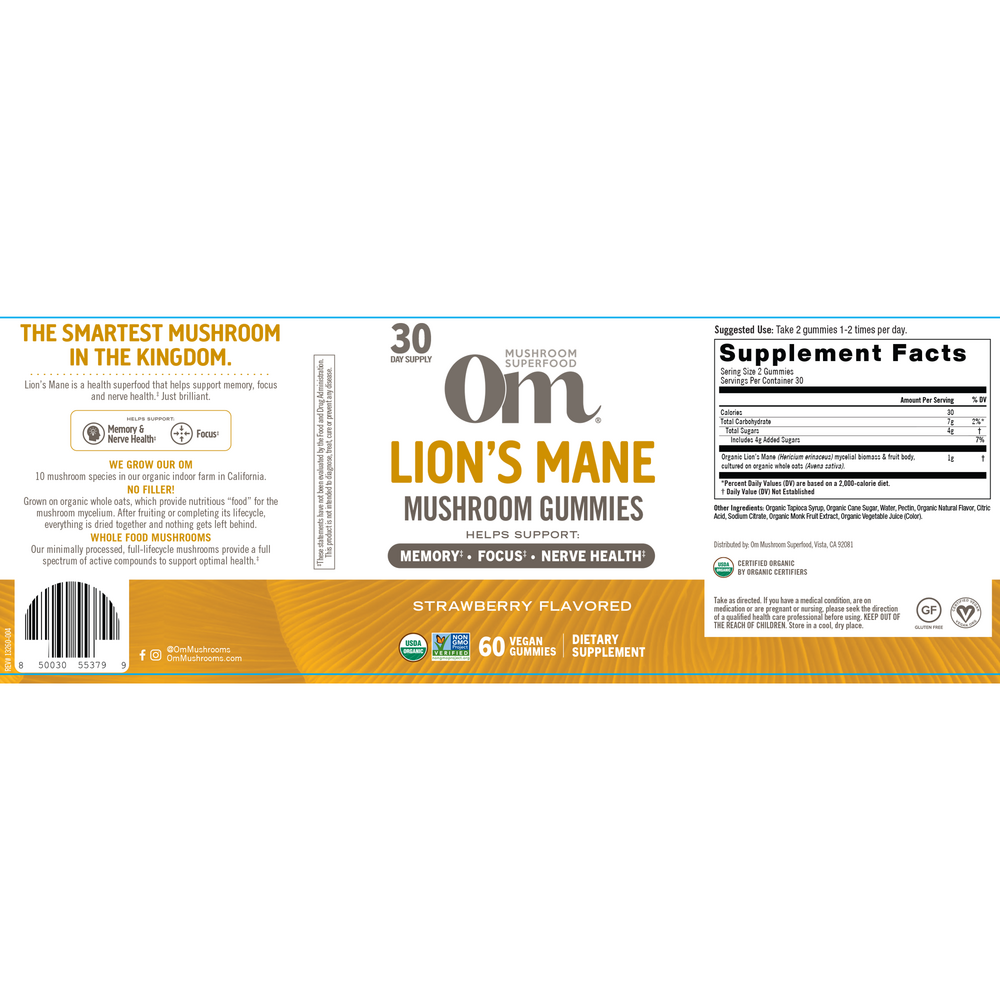 Product image for Lion&#39;s Mane Mushroom Gummies.