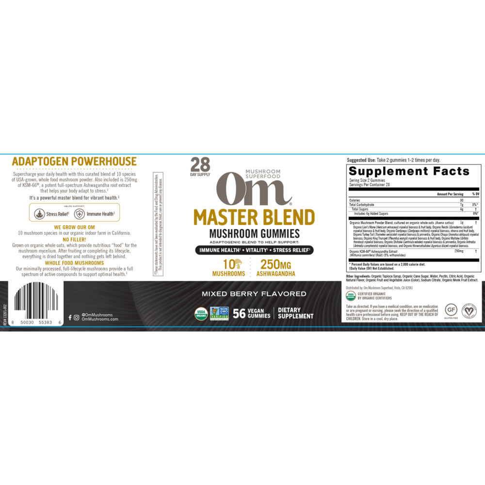 Product image for Master Blend Mushroom Gummies.