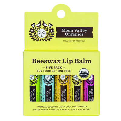 5 Pack Beeswax Lip Balm