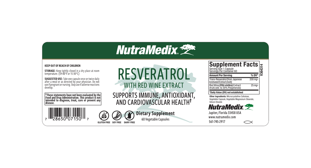 Product image for Resveratrol with Red Wine Extract.