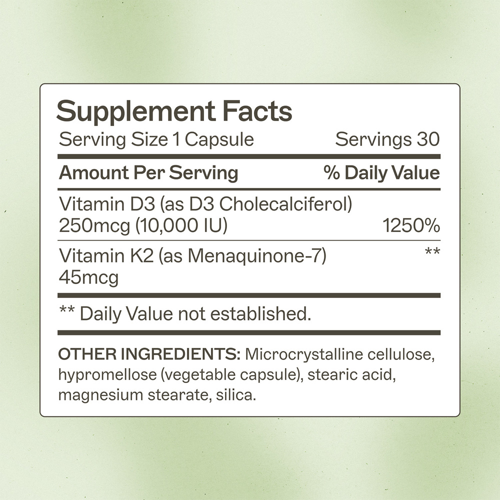 Product image for Vitamin D3/K2 10,000 IU.