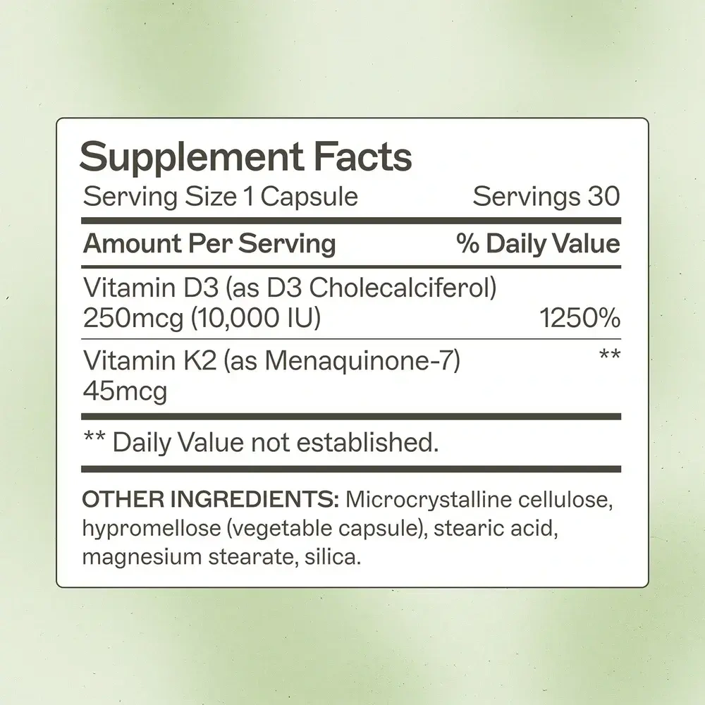 Product image for Vitamin D3/K2 10,000 IU.