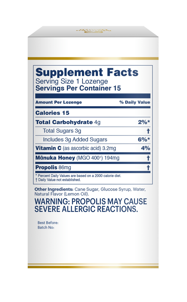 Product image for Manuka Honey &amp; Propolis Lozenges.