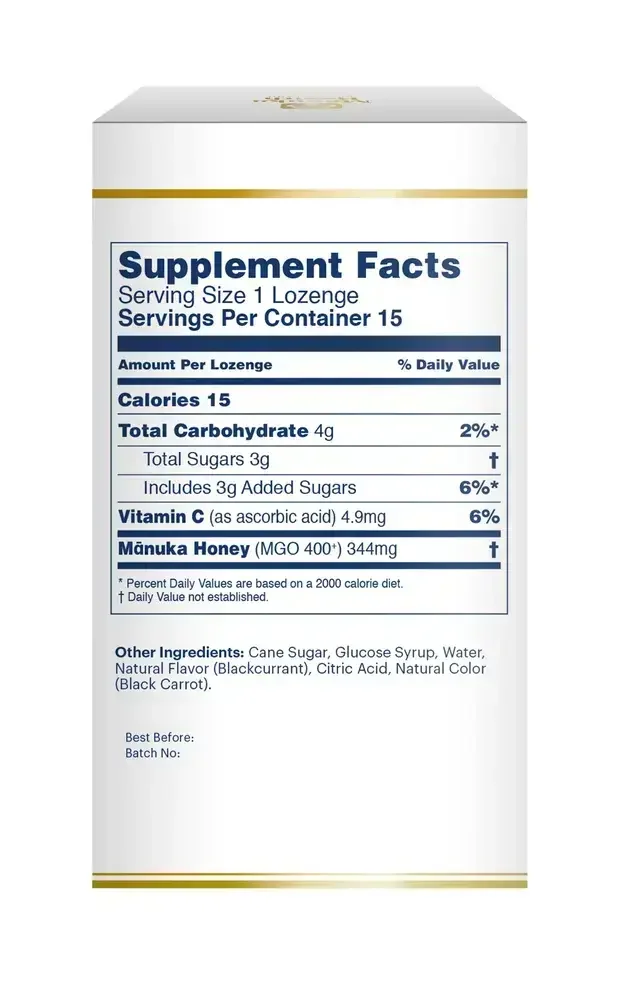 Product image for Manuka Honey Lozenges, elderberry.